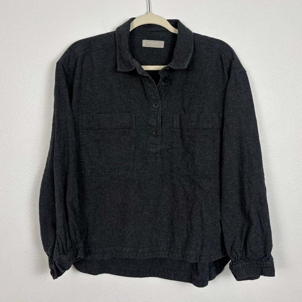 Everlane Boxy Grey Cotton Patch Pocket Weighted Blouse Large